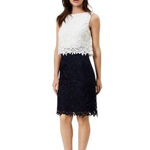 Hobbs London Florence Layered Dress Ivory/Navy